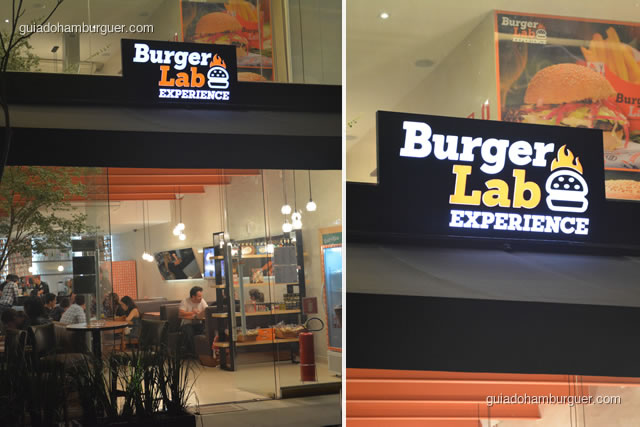Fachada iluminada e vidros facilitam a visualização da loja - Burger Lab Experience