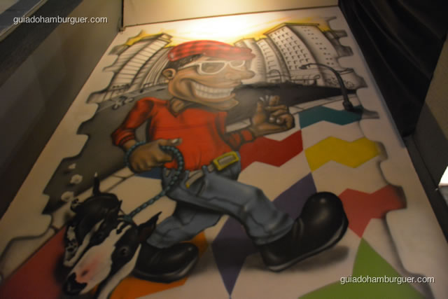 Detalhe de parede grafitada - MAB Gastronomia