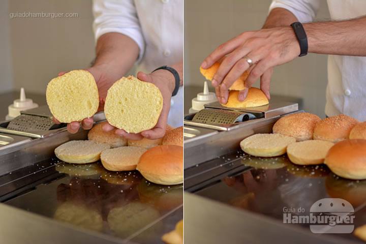 Selando o pão - Chapa para hambúrguer vitrocerâmica Plana da Evo Pro