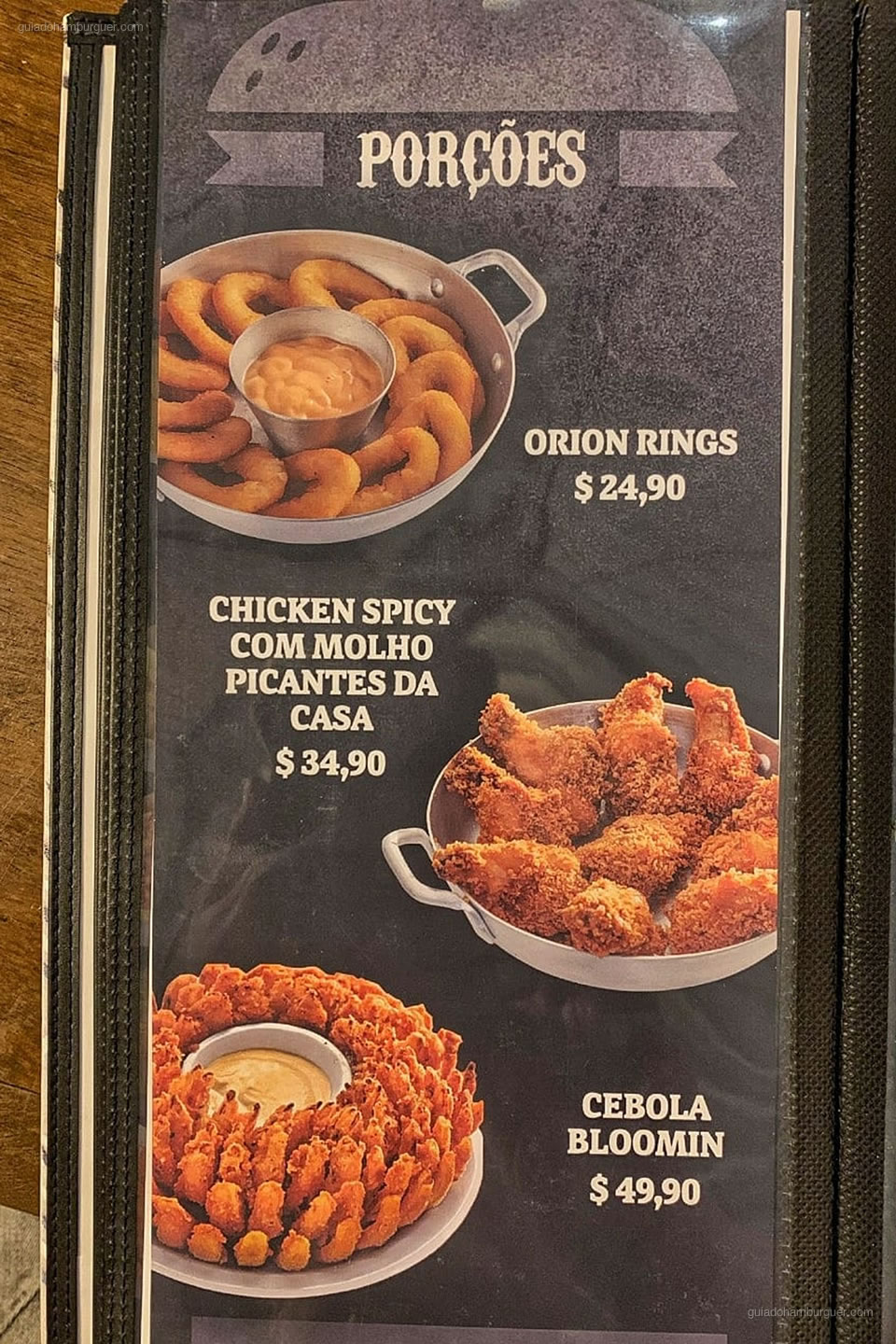 Cardápio porcoes - Iron Burguer - Tatuapé - São Paulo